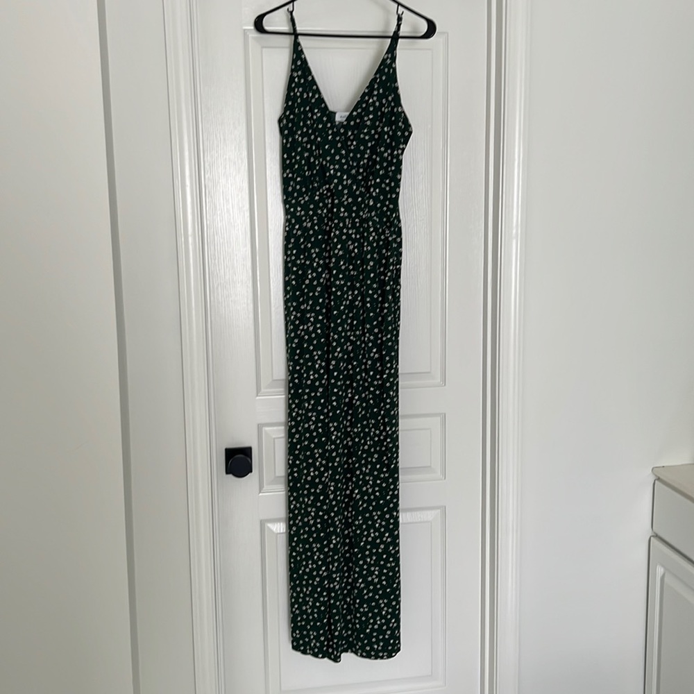 Dark Green with flowers jumpsuit worn once